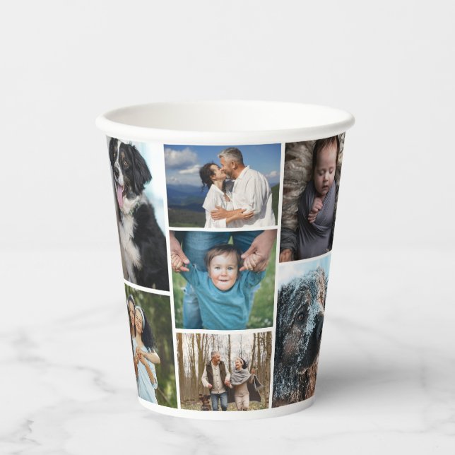 Simple Photo Collage 7 Photos Repeated Paper Cups (Front)