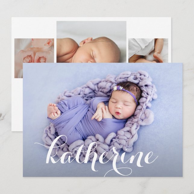Simple Photo Collage Birth Announcement (Front/Back)