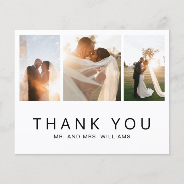 Simple Photo Collage Budget Mariage Carte de remer (Devant)