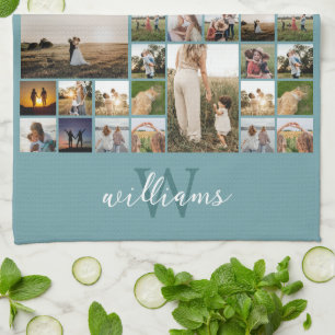 Simple Photo Collage Custom Colour Personalized Kitchen Towel