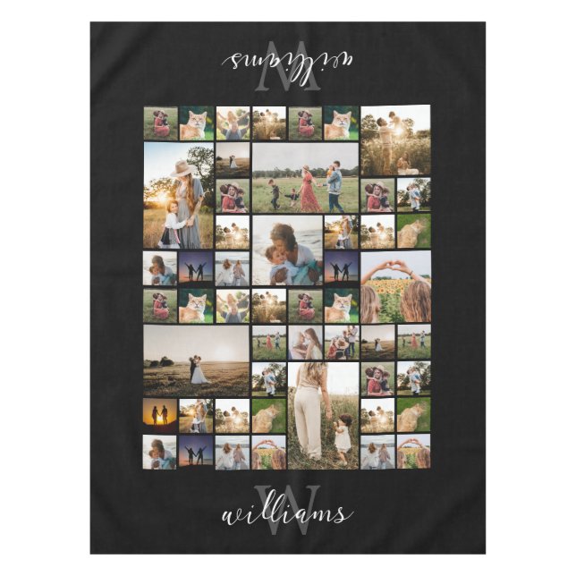 Simple Photo Collage Custom Colour Personalized Tablecloth (Front)