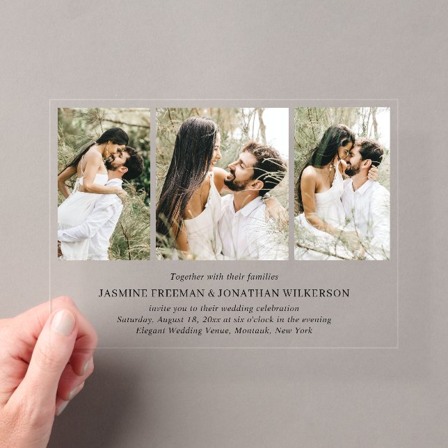 Simple Photo Collage Elegant Wedding Acrylic Invitations (Insitu (Handheld))