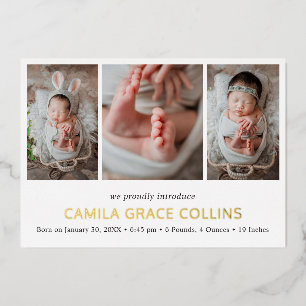 Simple Photo Collage Modern Birth Announcement