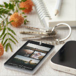Simple Photo Collage Modern Keychain<br><div class="desc">Modern keychain featuring a simple and minimaldesign with a photo collage of four of your favourite wedding pictures over a black background.  Below are your names in an elegant script along with your wedding date.  The back has a full size vertical photo.</div>