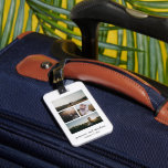 Simple Photo Collage Modern Luggage Tag<br><div class="desc">Modern luggage tag featuring a simple and minimal black and white design with a photo collage of four of your favourite wedding pictures.  Below are your names in an elegant script along with your wedding date.  The back has a full size vertical photo.</div>