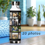 Simple photo collage monogrammed keepsake black water bottle<br><div class="desc">Add 20 family, kids, pets, or best friends photos and create your own trendy collage grid black and white water bottle with your personal or family monogram name initial inside a black heart. Easy to personalize with your custom square images and letter. It can be a nice thoughtful keepsake gift...</div>