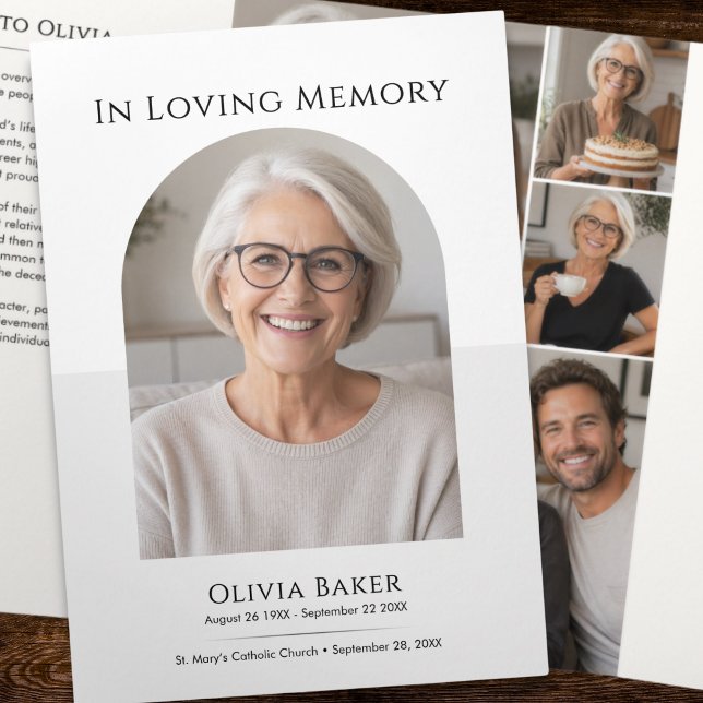 Simple Photo Collage Order of Service Funeral Tri-Fold Programme (Creator Uploaded)