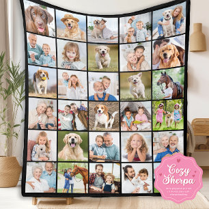 Simple Photo Collage Personalized 30 Picture Sherpa Blanket