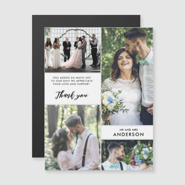 Simple Photo Collage Wedding Thank You (Front/Back)