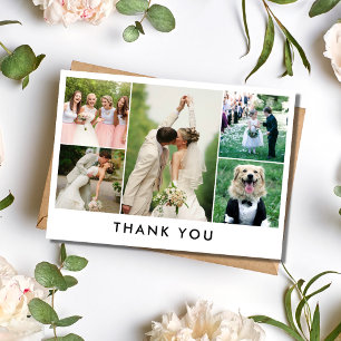 Simple Photo Collage Wedding Thank You Card