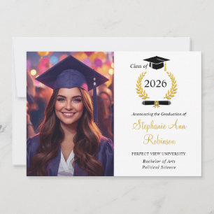Simple Photo College Graduation Announcement