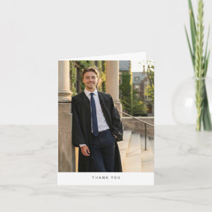 Simple Photo College Graduation Male Folded Modern Thank You Card