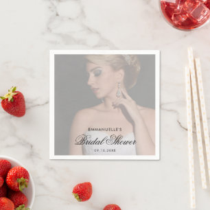 Simple Photo Elegant Modern Bridal Shower Napkin