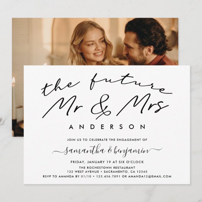 Simple Photo Engagement Party Invitation (Front/Back)