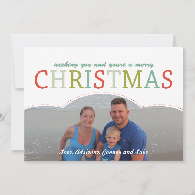 Simple photo Family Christmas Card modern colours (Front)