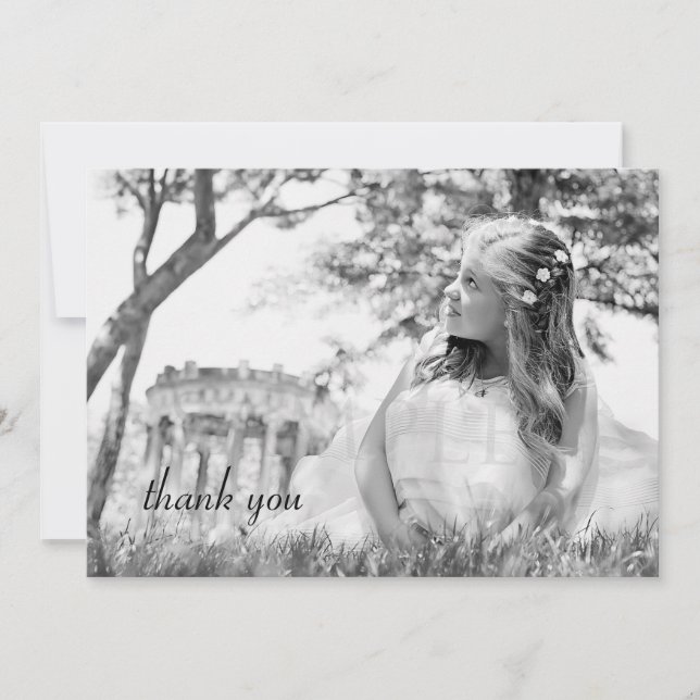 Simple Photo First Communion Thank You Note Card (Front)