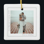 Simple Photo First Married Christmas Ceramic Ornament<br><div class="desc">Simple Photo First Married Christmas. A single line border is around your photo. Minimalist elegance for this fully customisable design, easily personalise the text and replace the photo with your own. The same design is on both sides.</div>