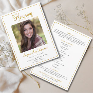 Simple Photo Funeral Memorial Order Of Service Program