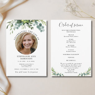 Simple Photo Funeral Memorial Order of Service Program