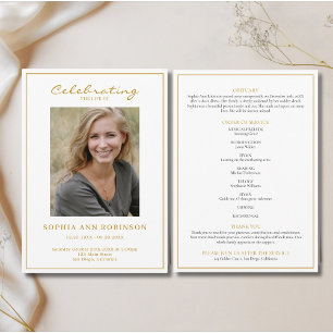 Simple Photo Funeral Memorial Order Of Service Program