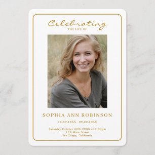 Simple Photo Funeral Memorial Order Of Service Program