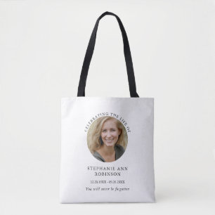 Simple Photo Funeral Memorial Order of Service Tote Bag