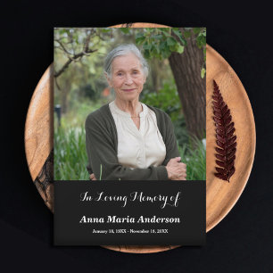 Simple Photo Funeral Thank You Black Card
