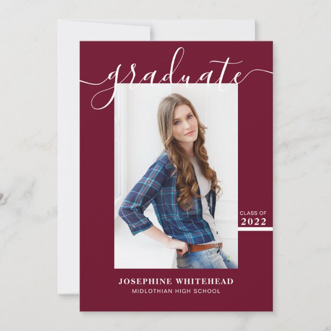 Simple Photo Graduate Faire-part 2022 Bourgogne (Devant)