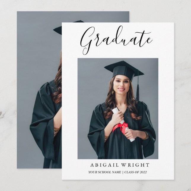 Simple Photo Graduate Graduation Announcement (Front/Back)