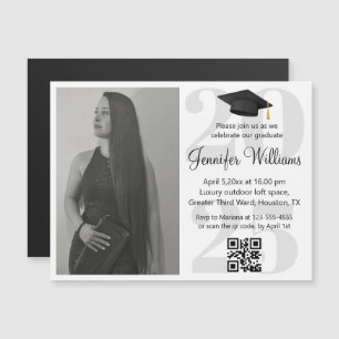 simple photo graduation 2025 party qr code magnet 