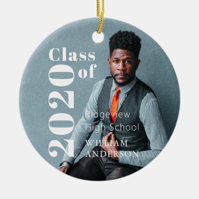 Simple Photo Graduation Photo Ceramic Ornament (Front)