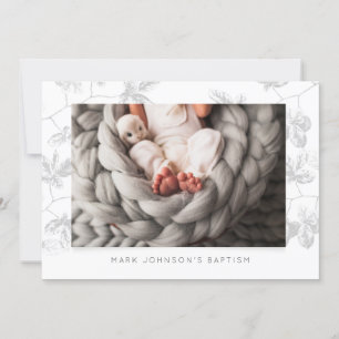 Simple photo Gray Foliage Baptism Party Invitation