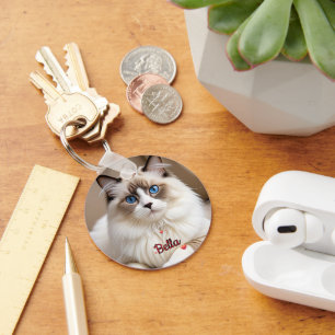 Simple Photo Hearts Pet CAT Personalize Keychain