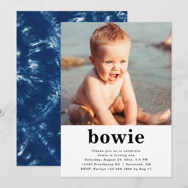 Simple Photo Invitation Anniversaire | Tie Dye (Devant / Derrière)