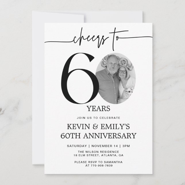 Simple Photo Invitation du 60e anniversaire (Devant)