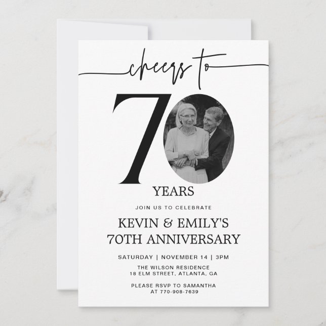 Simple Photo Invitation du 70e anniversaire (Devant)