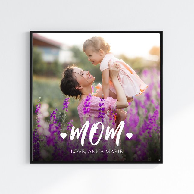 Simple Photo Maman Typographie Personnalisée (Mom photo template personalized photo print.)