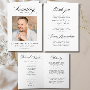 Simple Photo Memorial Order of Service Program 