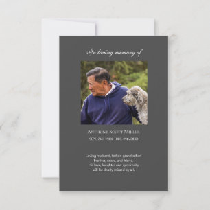 Simple photo memorial prayer card
