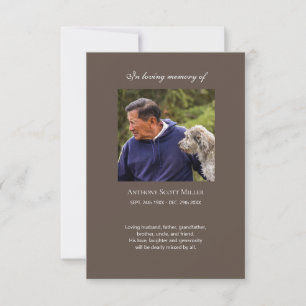 Simple photo memorial prayer card