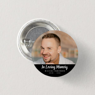 Simple Photo Memorial Tribute Funeral Keepsake 1 Inch Round Button