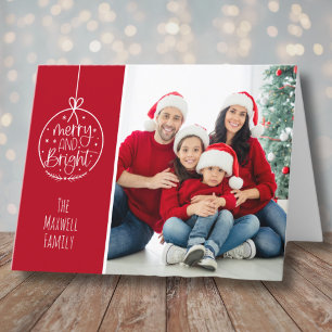 Simple Photo Merry Bright Christmas Holiday Card
