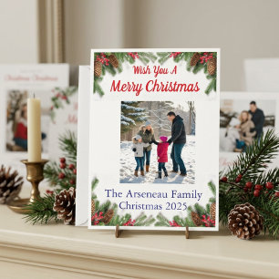Simple Photo Merry Christmas Card Personalize