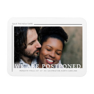 Simple Photo Minimalist New Date Postponed Wedding Magnet
