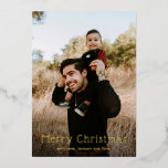 Simple Photo Modern Christmas Foil Holiday Card<br><div class="desc">Modern Christmas card featuring a simple design with "Merry Christmas" in a fun serif font over your favourite photo.</div>