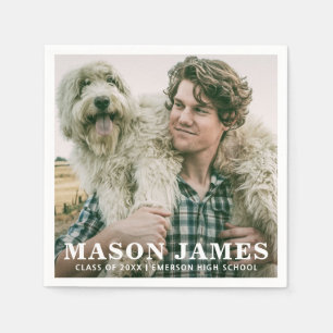 Simple Photo Modern Graduation Napkin