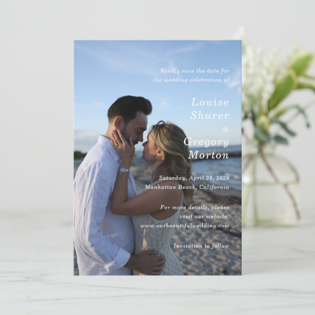 Simple Photo Modern Wedding Save The Date (Standing Front)