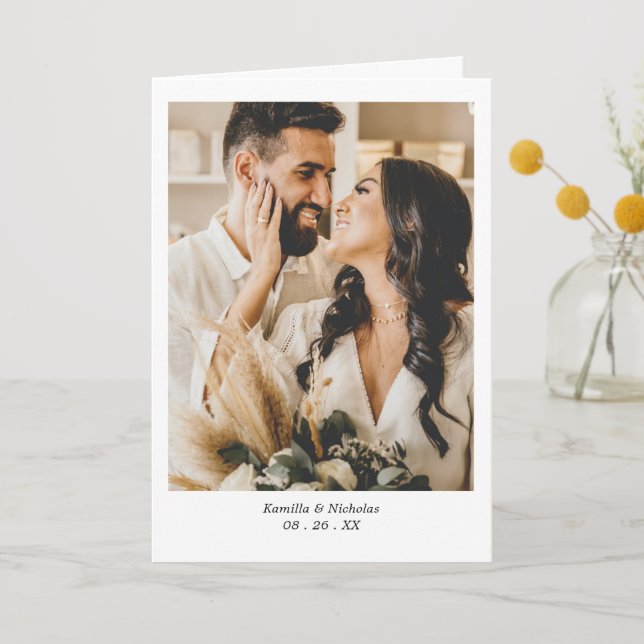 Simple Photo Monogram Folded Wedding  Thank You Card (Front)