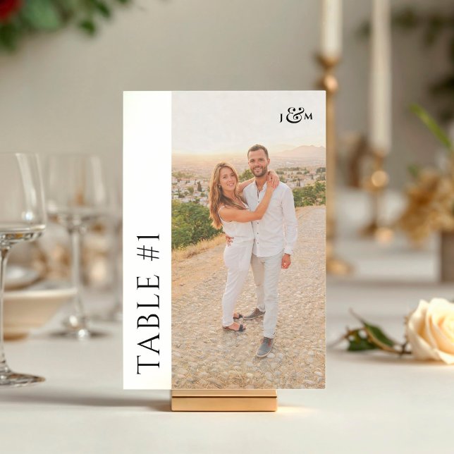 Simple Photo Monogram Wedding Table Number (Creator Uploaded)