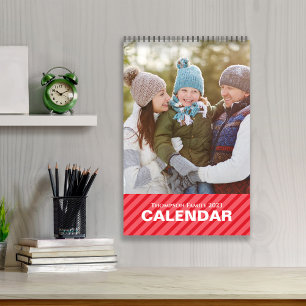 Simple Photo Months Cool Stripes Typography Calendar